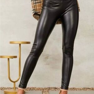 Shinestar Sleek Black Leatherette Leggings (fits like a small)
